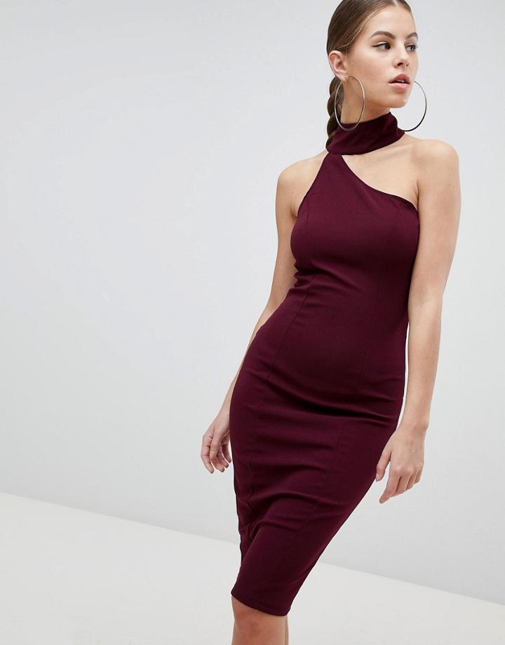 Ax Paris Pencil Dress With Cut Out Detail - Purple