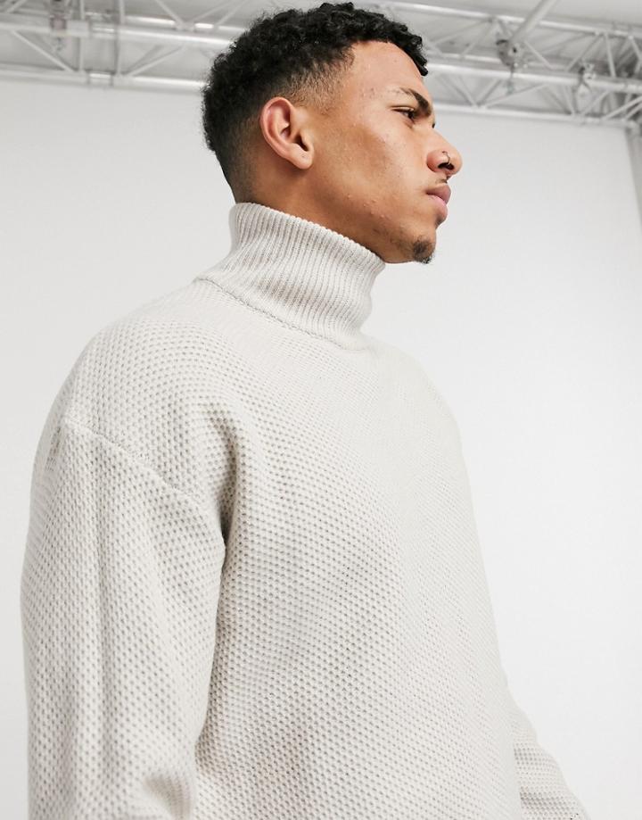 Topman Oversized Funnel Neck Sweater In Gray-grey