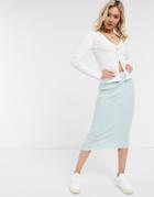 Asos Design Knitted Midi Skirt In Mint - Part Of A Set-green