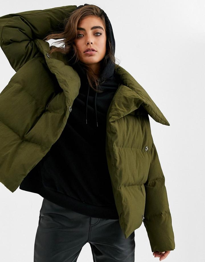 Jakke Crop Padded Jacket With Wrap Collar-green