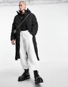 Asos Design Longline Puffer Coat In Black