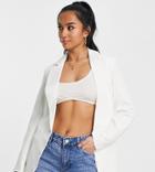 Unique21 Petite Fitted Longline Blazer In White