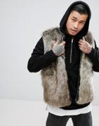 Asos Faux Fur Vest In Stone - Brown