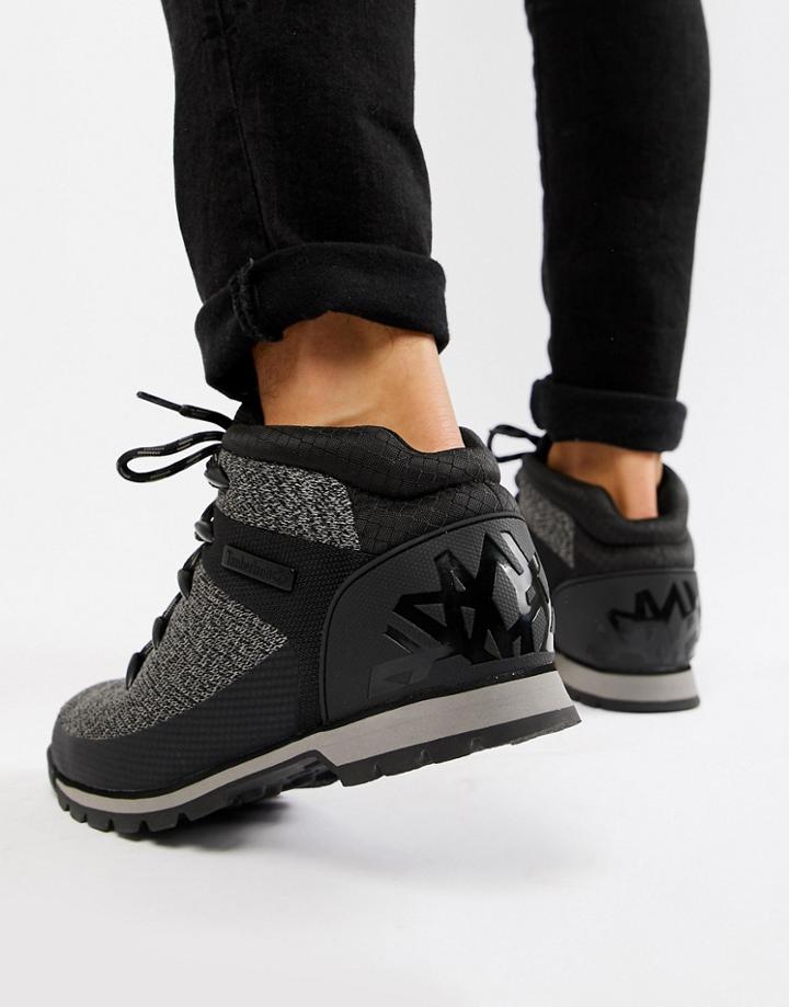 Timberland Euro Knitted Hiker Boots In Black - Black