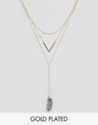 Nylon Gold Plated Necklace With Crystal Drop - Gold Plated