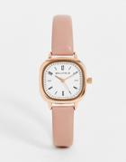 Bellfield Minimal Leather Watch With Square Face In Blush-pink