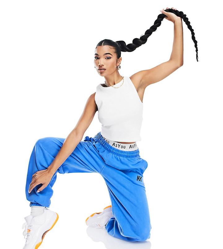 Asyou Branded Set Sweatpants In Blue-blues