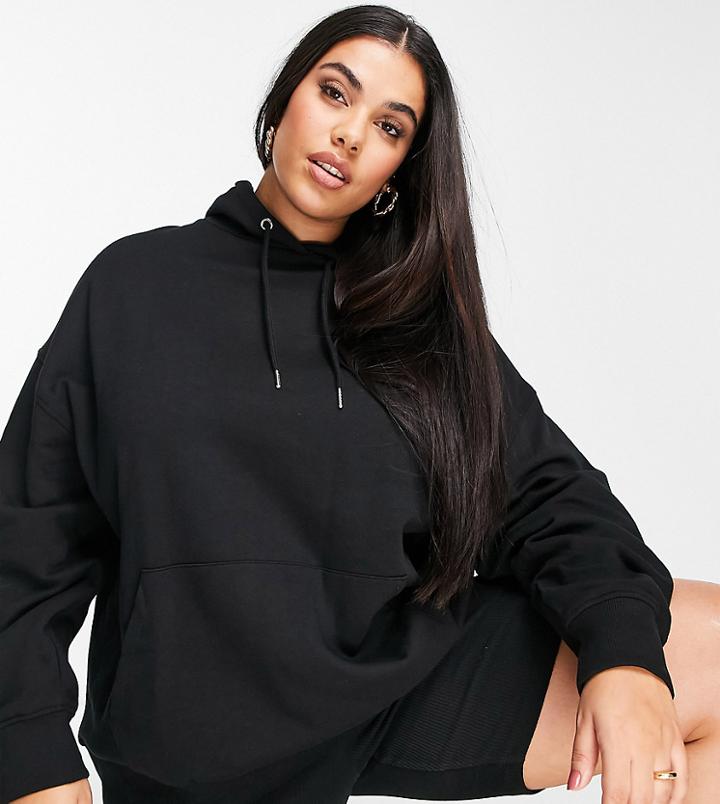 Asos Design Curve Oversized Boyfriend Hoodie In Black