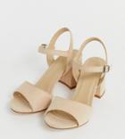 Truffle Collection Wide Fit Block Heel Sandals - Beige