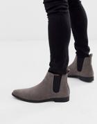 Asos Design Chelsea Boots In Gray Faux Suede-grey