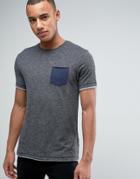 Esprit T-shirt With Crew Neck And Contrast Pocket - Gray