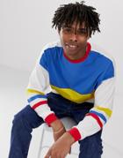 Asos Design Organic Cotton Oversized Long Sleeve T-shirt With Primary Color Block - White