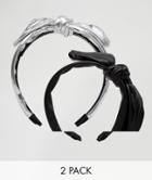 Johnny Loves Rosie 2 Pack Bow Headbands - Black