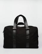 Asos Carryall In Black Canvas With Leather Trims - Black