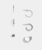 Topshop Textured 3 X Multipack Hoop Earrings In Silver