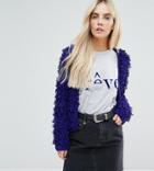 Asos Petite Cardigan In Crop With Loop Stitch - Blue