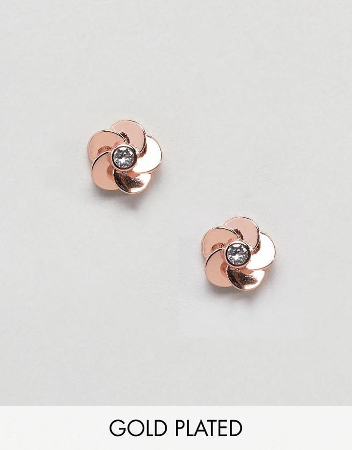 Ted Baker Rose Gold Flower Earrings - Gold