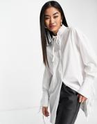 In The Style X Dani Dyer Ruffle Collar Tie Sleeve Shirt In White