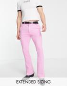 Skin Asos Design Smart Skinny Flared Pants In Pink Gingham Check