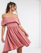 Ever New Bardot Mini Dress In Dusty Rose-multi