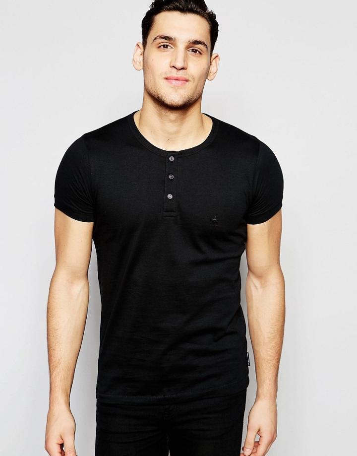 French Connection Grandad Collar T-shirt