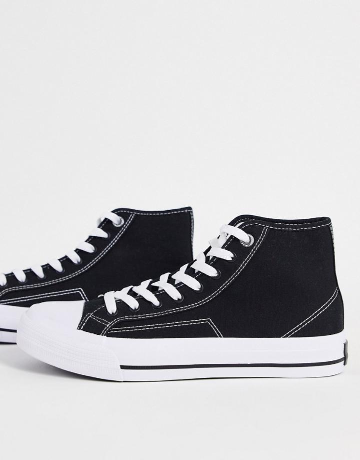 Jack & Jones Canvas High Top Sneakers In Black