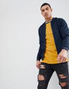 Pull & Bear Faux Suede Bomber Jacket In Navy - Navy