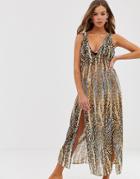 Influence Beach Maxi Dress In Leopard Print - Multi