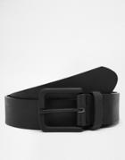 Asos Belt In Black Faux Leather With Black Buckle - Black