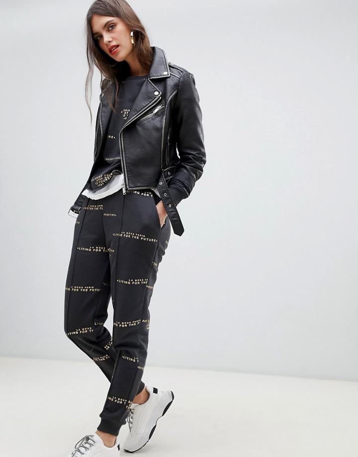 River Island Sweatpants With Slogan In Gray