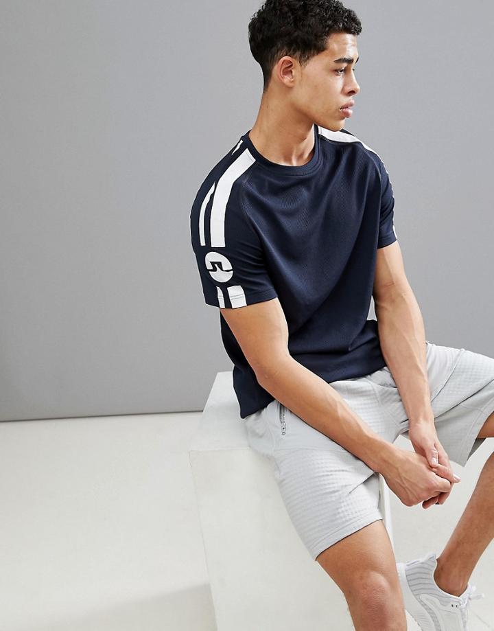 J.lindeberg Activwear Riley Double Mesh T-shirt In Navy - Navy