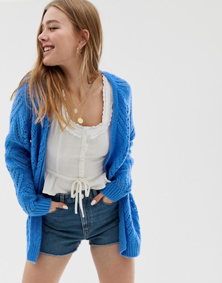 Only Cable Knit Cardigan - Blue