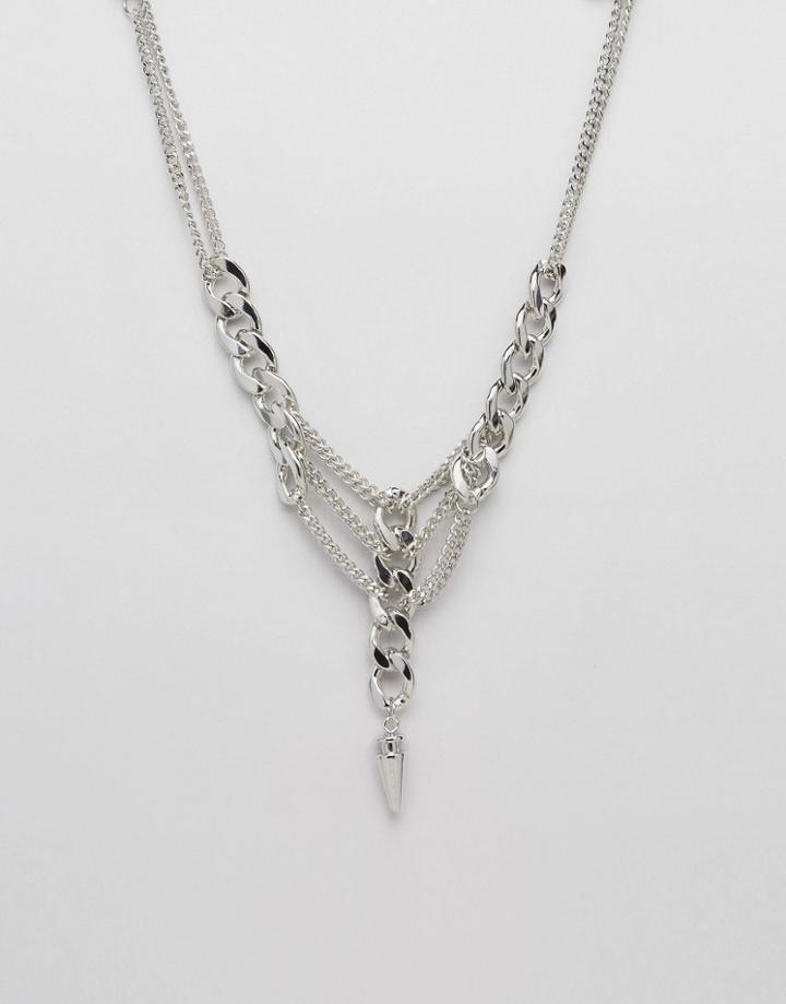 Asos Chain Spike Choker Necklace - Silver