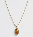 Glamorous Exclusive Tigers Eye Stone Pendant Necklace-gold