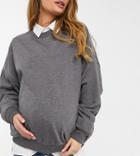 Asos Design Maternity Oversized Cozy Cocoon Sweatshirt In Charcoal Marl-black
