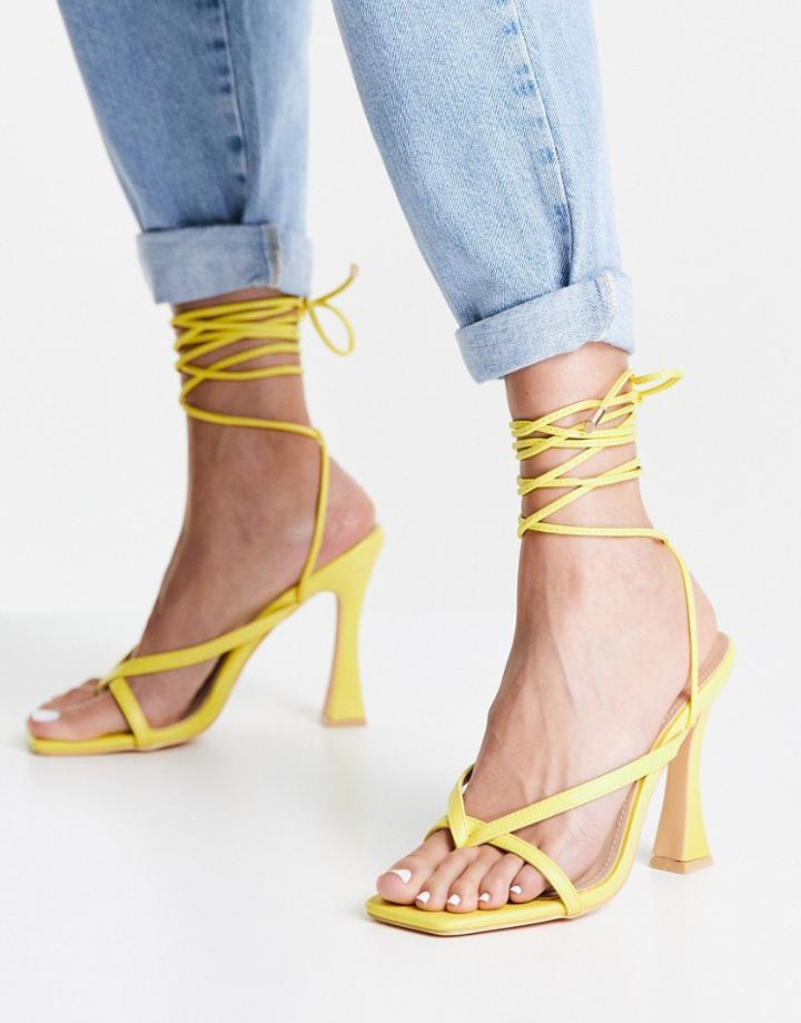 Glamorous Strappy Heeled Sandals In Lime-green