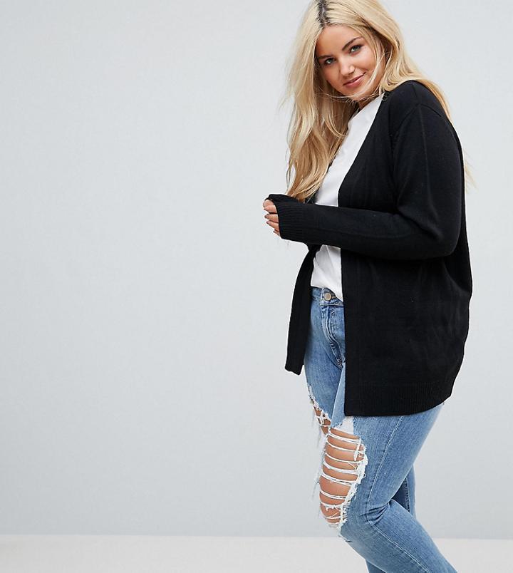 Brave Soul Plus Buzz Cardigan - Black