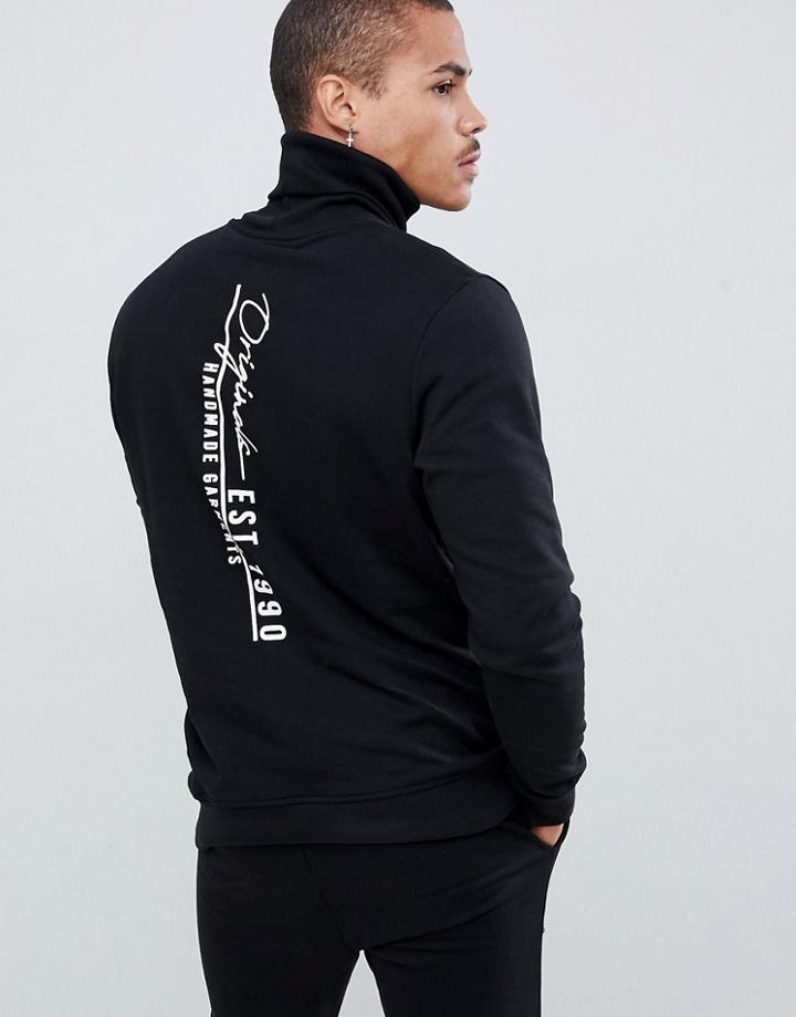 Jack & Jones Originals Roll Neck Sweatshirt With Originals Back Print - Black