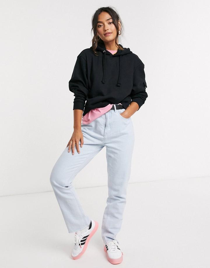 Threadbare Cropped Pocket Hoodie-black