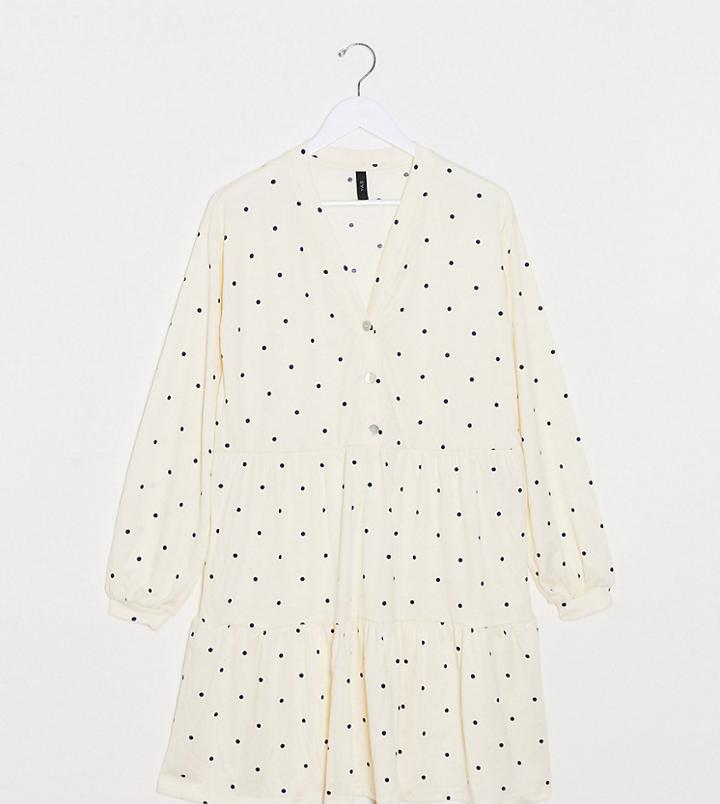 Y.a.s Tall Justine Tiered Polka Dot Dress-white