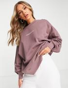 Asos Weekend Collective Sweatshirt With Large Back Logo In Brown