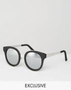 Quay Australia Exclusive Brooklyn Sunglasses With Silver Mirror Lens - Black