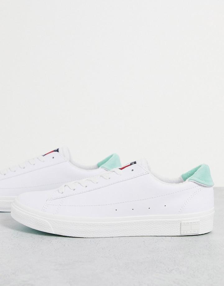 Tommy Jeans Leather Low Cut Sneakers In White