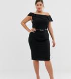 River Island Plus Bodycon Dress With Belt In Black - Black