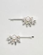 True Decadence Silver Pearl Embellished Hair Grips - Silver