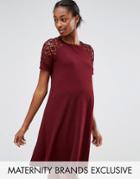 Bluebelle Maternity Lace Insert Swing Dress - Red