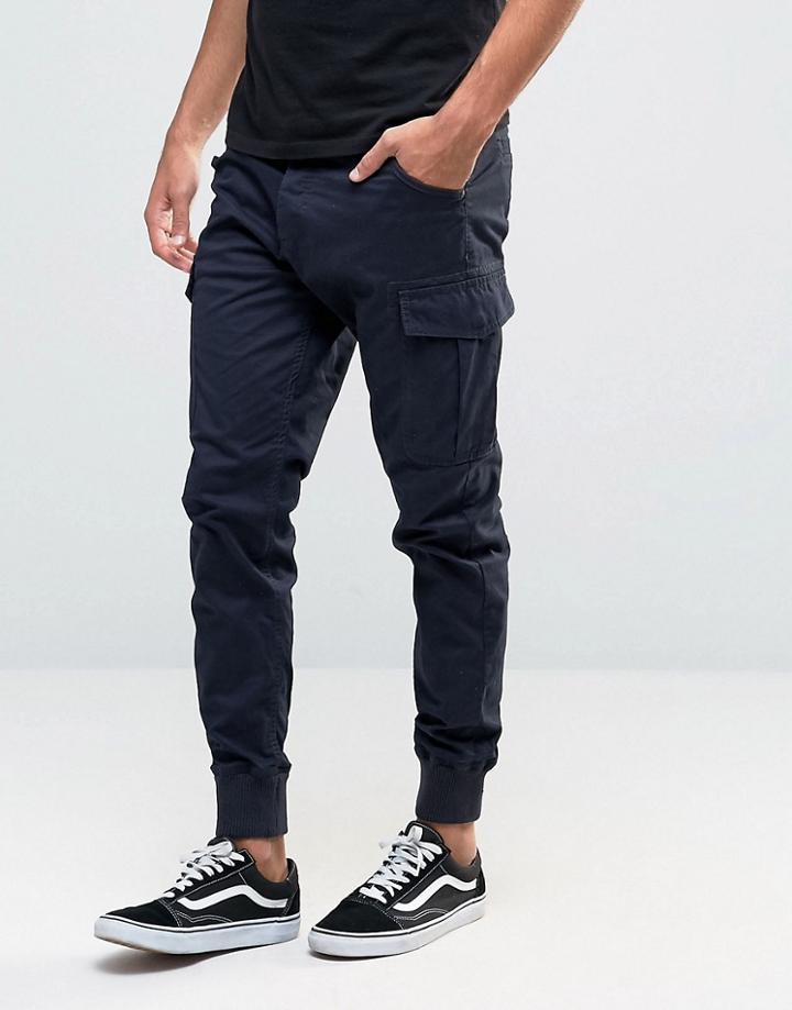 Threadbare Cargo Pocket Joggers - Navy