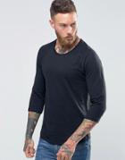Nudie Jeans 3/4 Sleeve T-shirt In Black - Black