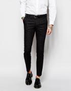 Heart & Dagger Suit Pants With Multi Color Fleck In Skinny Fit - Black