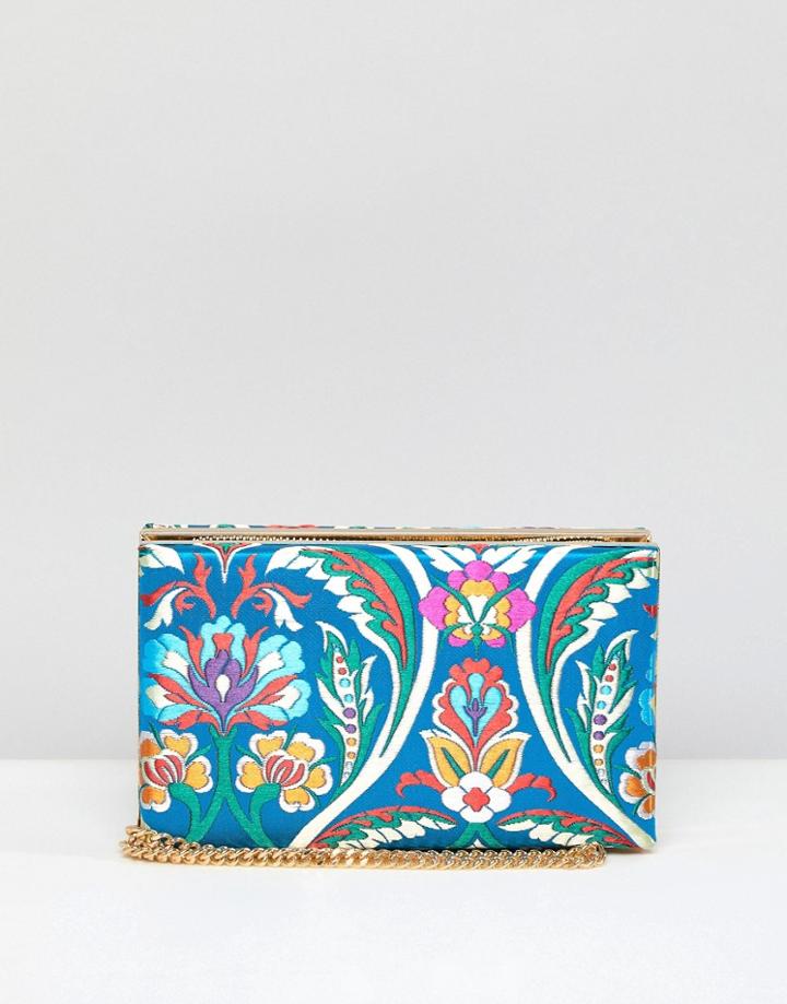 Asos Chinoiserie Zip Around Box Clutch Bag - Multi